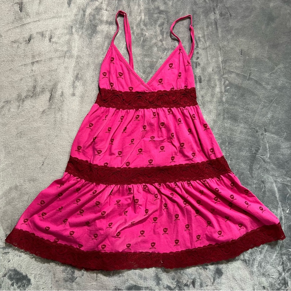 Pink and Red Sleeveless Dress
